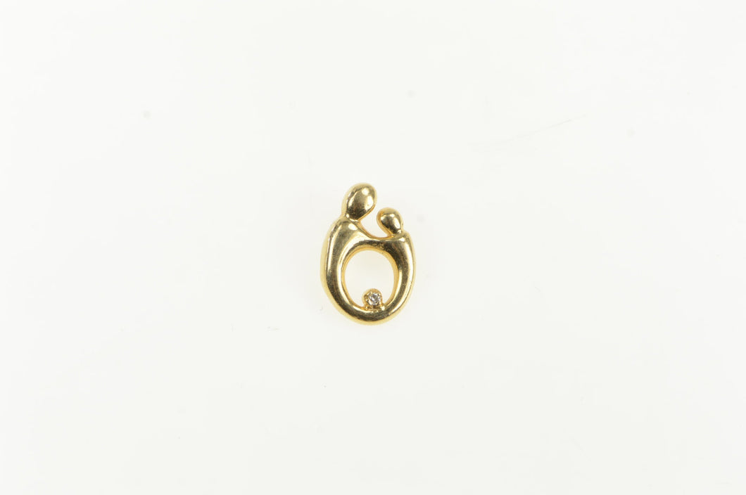 14K Mother & Child Diamond Parent Mother's Day Charm/Pendant Yellow Gold
