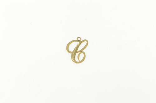 14K C Cursive Letter Initial Monogram Name Charm/Pendant Yellow Gold