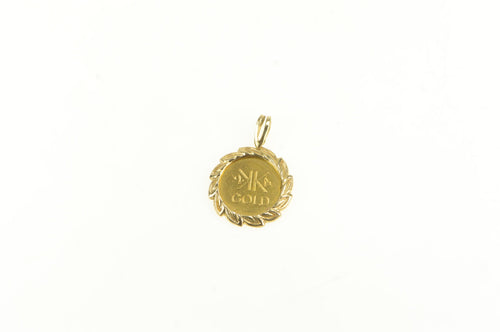 14K Solid 24k Gold Israel Wreath Trim Vintage Charm/Pendant Yellow Gold
