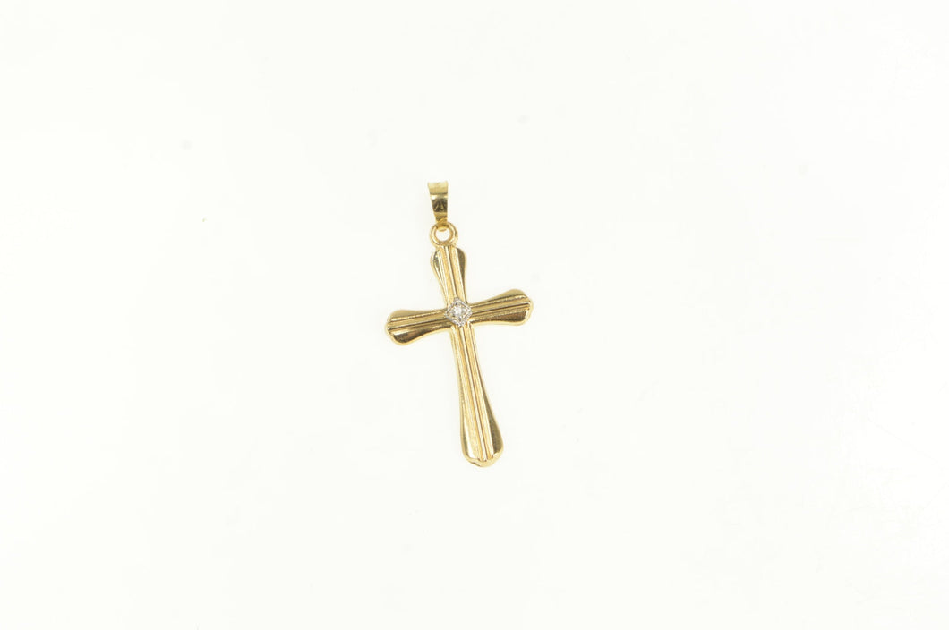 14K Diamond Cross Christian Faith Classic Vintage Pendant Yellow Gold