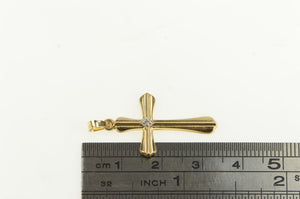 14K Diamond Cross Christian Faith Classic Vintage Pendant Yellow Gold