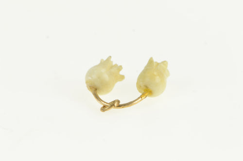 14K Carved Flower Rose Vintage Romantic Charm/Pendant Yellow Gold
