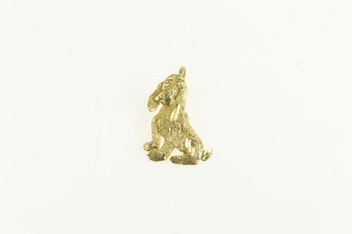 14K Basset Hound Dog Breed Puppy Diamond Cut Charm/Pendant Yellow Gold