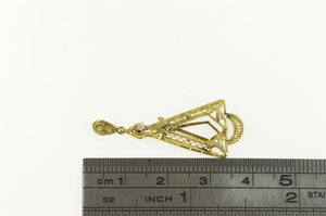14K Victorian Ornate Filigree Drop Diamond Pendant Yellow Gold