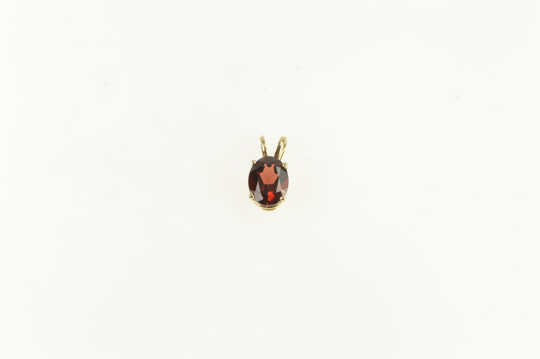 14K Oval Garnet Solitaire Vintage Classic Pendant Yellow Gold