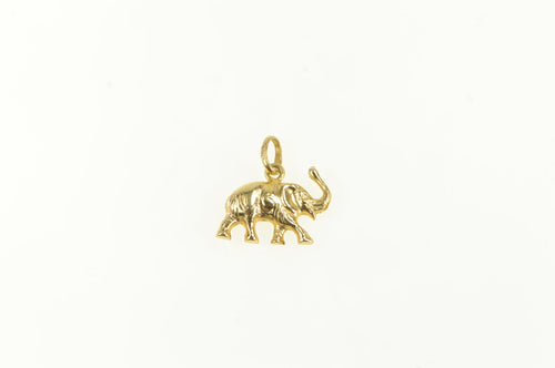 14K Elephant Puffy 3D Animal Strength Symbol Charm/Pendant Yellow Gold