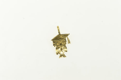 14K Owl Graduation Cap Wisdom Scholar Charm/Pendant Yellow Gold