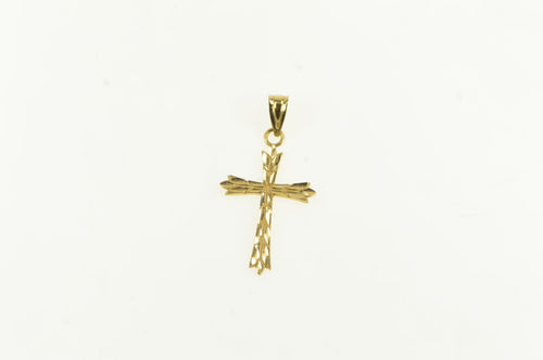 14K Diamond Cut Cross Christian Faith Symbol Pendant Yellow Gold