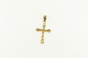 14K Diamond Cut Cross Christian Faith Symbol Pendant Yellow Gold