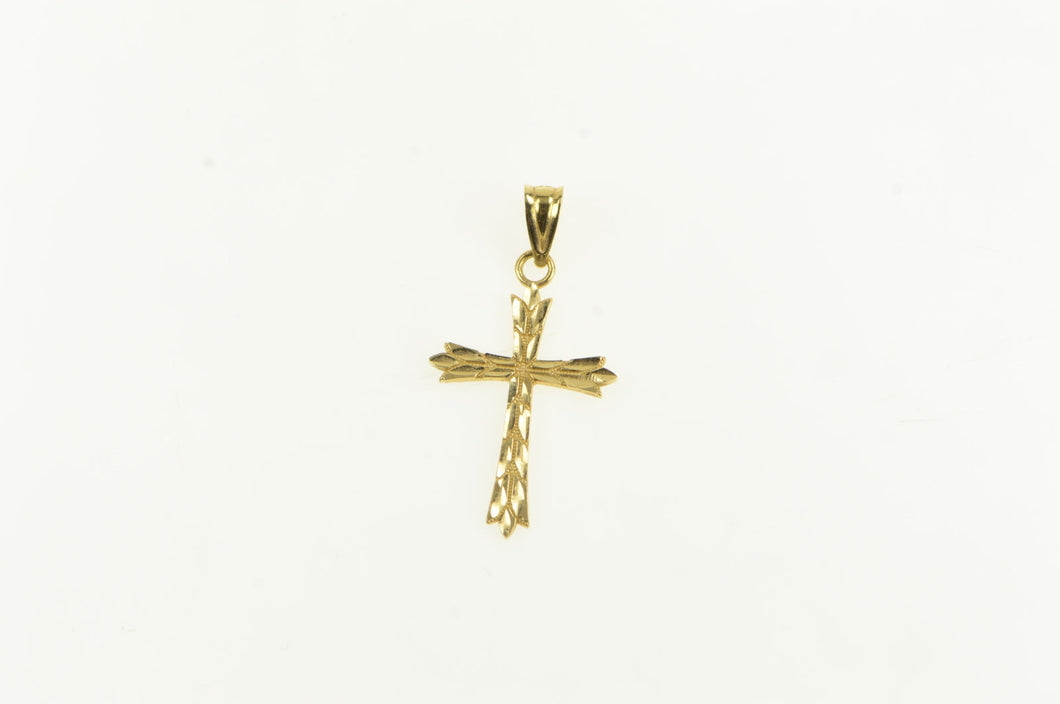 14K Diamond Cut Cross Christian Faith Symbol Pendant Yellow Gold