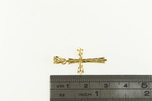 14K Diamond Cut Cross Christian Faith Symbol Pendant Yellow Gold