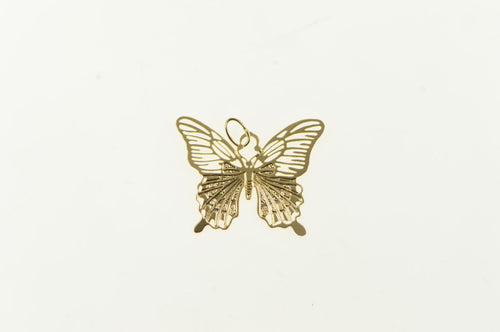 14K Butterfly Filigree Vintage Change Symbol Charm/Pendant Yellow Gold