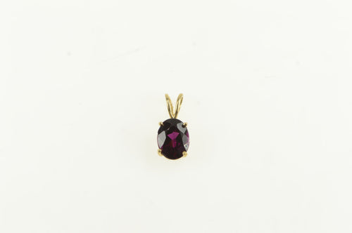 14K Oval Tourmaline Vintage Classic Solitaire Pendant Yellow Gold