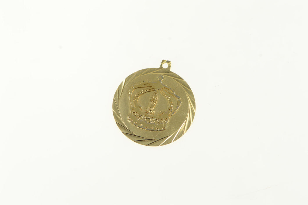 14K Vintage Crown Royalty King Queen Symbol Charm/Pendant Yellow Gold