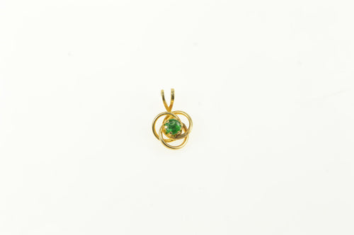 14K Emerald Vintage Swirl Spiral Borromean Ring Charm/Pendant Yellow Gold