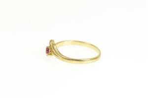 14K Pear Ruby Diamond Accent Wavy Band Ring Yellow Gold