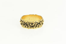 Load image into Gallery viewer, 14K Elaborate Heart Granulated 7.9mm Wedding Band Ring Yellow Gold