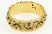Load image into Gallery viewer, 14K Elaborate Heart Granulated 7.9mm Wedding Band Ring Yellow Gold