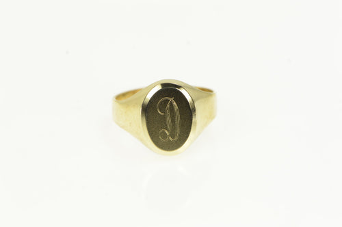 14K Engraved D Monogram Letter Initial Signet Ring Yellow Gold