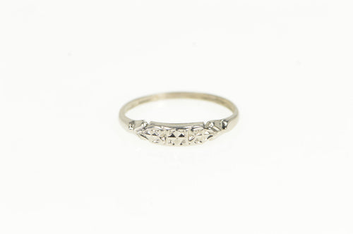 14K 1940's Vintage Classic Simple Wedding Band Ring White Gold