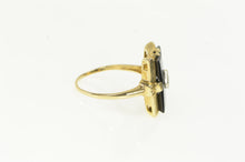 Load image into Gallery viewer, 14K Art Deco Squared Black Onyx Diamond Accent Ring Yellow Gold