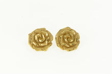 Load image into Gallery viewer, 14K Ornate Puffy Sparkly Rose Flower Statement Earrings Yellow Gold