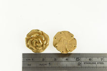 Load image into Gallery viewer, 14K Ornate Puffy Sparkly Rose Flower Statement Earrings Yellow Gold