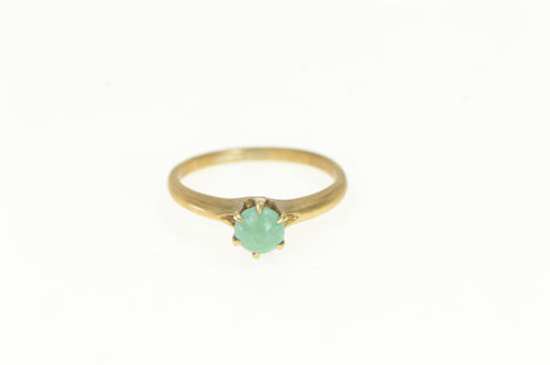 14K Victorian Turquoise Ornate Vintage Cabochon Ring Yellow Gold