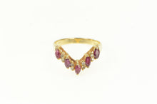 Load image into Gallery viewer, 14K Marquise Natural Ruby Diamond Chevron Band Ring Yellow Gold