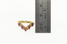 Load image into Gallery viewer, 14K Marquise Natural Ruby Diamond Chevron Band Ring Yellow Gold