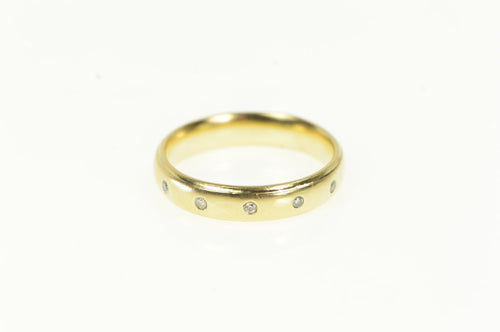 14K 4.2mm Flush Diamond Inset Wedding Band Ring Yellow Gold
