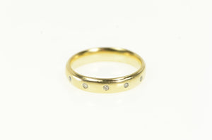 14K 4.2mm Flush Diamond Inset Wedding Band Ring Yellow Gold