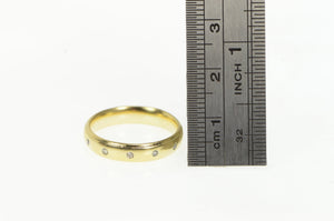 14K 4.2mm Flush Diamond Inset Wedding Band Ring Yellow Gold