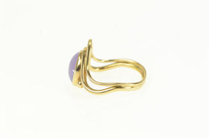 14K Purple Lace Agate Cabochon Wavy Curvy Ring Yellow Gold