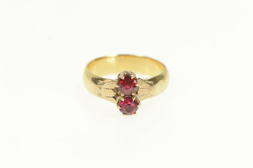 14K Victorian Sim. Ruby Ornate Classic Statement Ring Yellow Gold