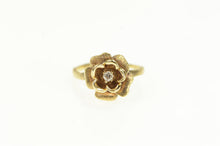 Load image into Gallery viewer, 14K Diamond Inset Rose 3D Flower Engagement Ring Yellow Gold