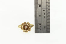 Load image into Gallery viewer, 14K Diamond Inset Rose 3D Flower Engagement Ring Yellow Gold