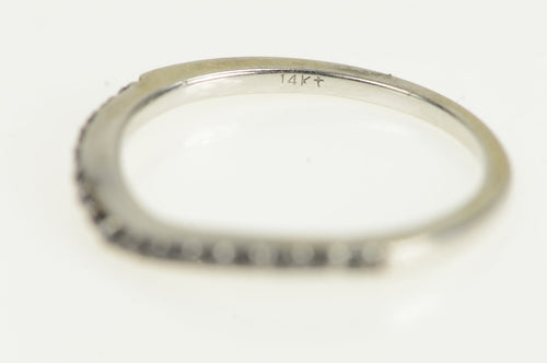 14K Curved Black Diamond Contour Wedding Band Ring White Gold