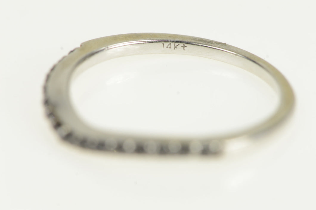 14K Curved Black Diamond Contour Wedding Band Ring White Gold