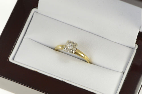 14K 1940's Diamond Vintage Classic Engagement Ring White Gold