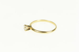 14K Round Solitaire Vintage CZ Travel Engagement Ring Yellow Gold