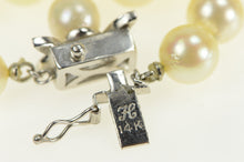 Load image into Gallery viewer, 14K 1950&#39;s 7.6mm Pearl Beaded Diamond Clasp Necklace 23.5&quot; White Gold