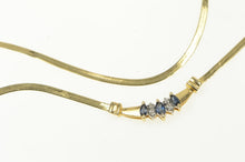 Load image into Gallery viewer, 14K Marquise Sapphire Diamond Herringbone Chain Necklace 16.75&quot; Yellow Gold