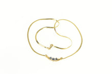 Load image into Gallery viewer, 14K Marquise Sapphire Diamond Herringbone Chain Necklace 16.75&quot; Yellow Gold