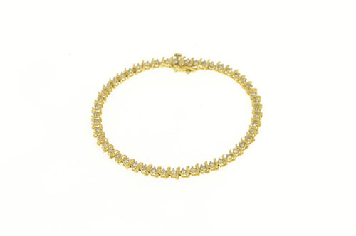 14K Diamond Classic Vintage Wavy Link Tennis Bracelet 7.5