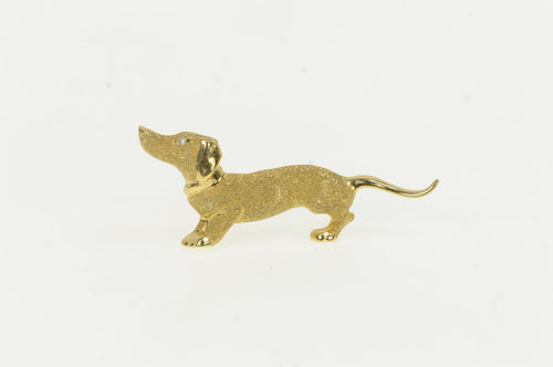 14K Diamond Vintage Dachshund Dog Breed Puppy Pin/Brooch Yellow Gold