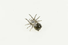 Load image into Gallery viewer, 14K Black Star Sapphire Spider Black Widow Lapel Pin/Brooch White Gold