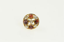 Load image into Gallery viewer, 14K Victorian Garnet Diamond Round Cluster Lapel Pin/Brooch Yellow Gold