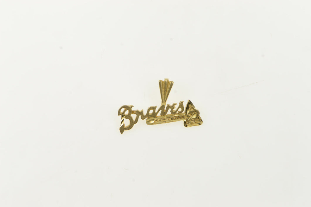 14K Atlanta Braves Baseball Team Word Cut Out Charm/Pendant Yellow Gold