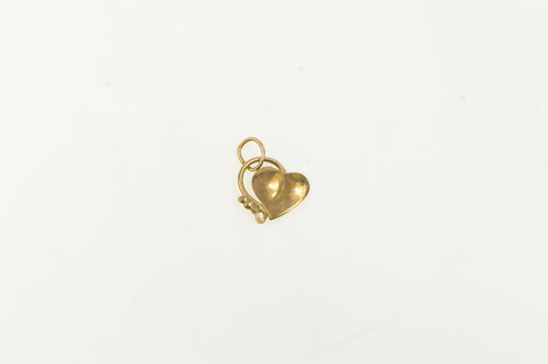 14K Curvy Heart Leaf Vintage Love Symbol Charm/Pendant Yellow Gold